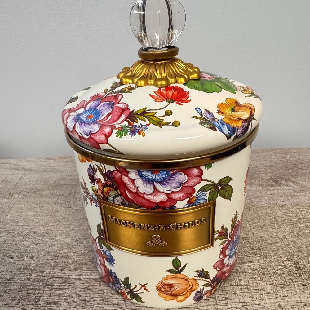 Mackenzie-Childs Flower Market White Canister 8" H